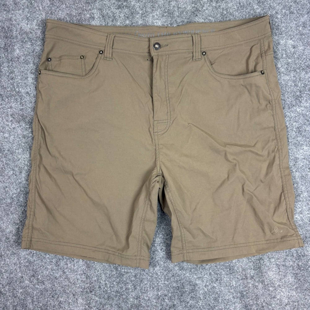 Prana Zion Shorts Mens 40 Brown Nylon Stretch Hiking Outdoor Activewear 9 Inseam